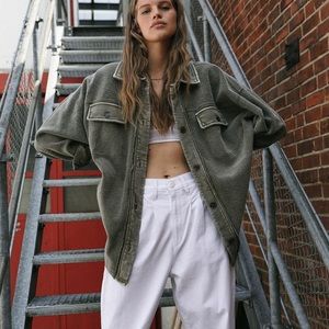 FREE PEOPLE RUBY JACKET IN “DIRTY OLIVE”. SIZE MEDIUM.